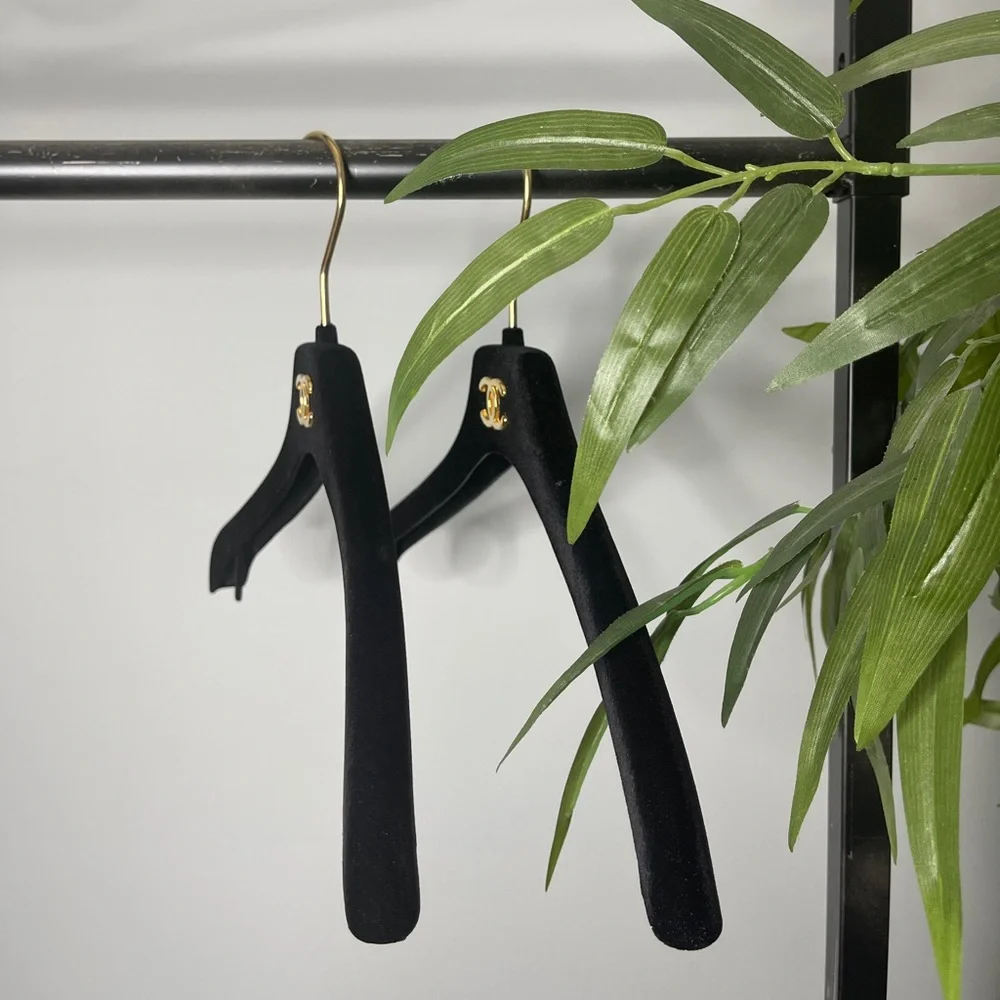 CHANEL Black Velvet Hangers, Set of 2